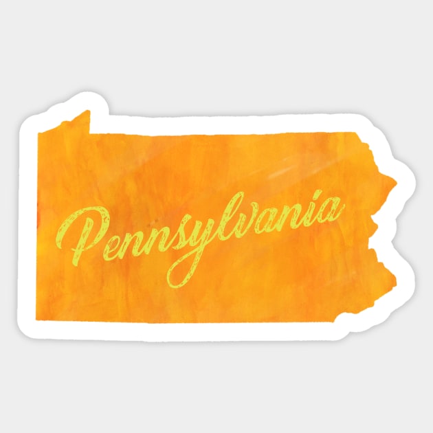 The State of Pennsylvania - Orange Watercolor Sticker by loudestkitten